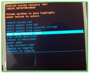 Factory reset на смартфоне